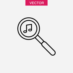 Music Search outline icon. vector flat black linear illustration for web and app..eps