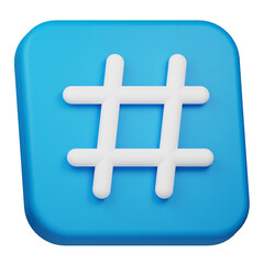 hastag 3d icon isolated on the white background