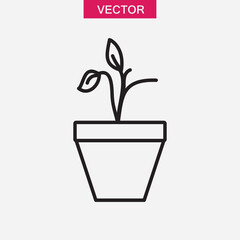 Potted plant outline icon. vector Plant in pot trendy style illustration for web and app..eps