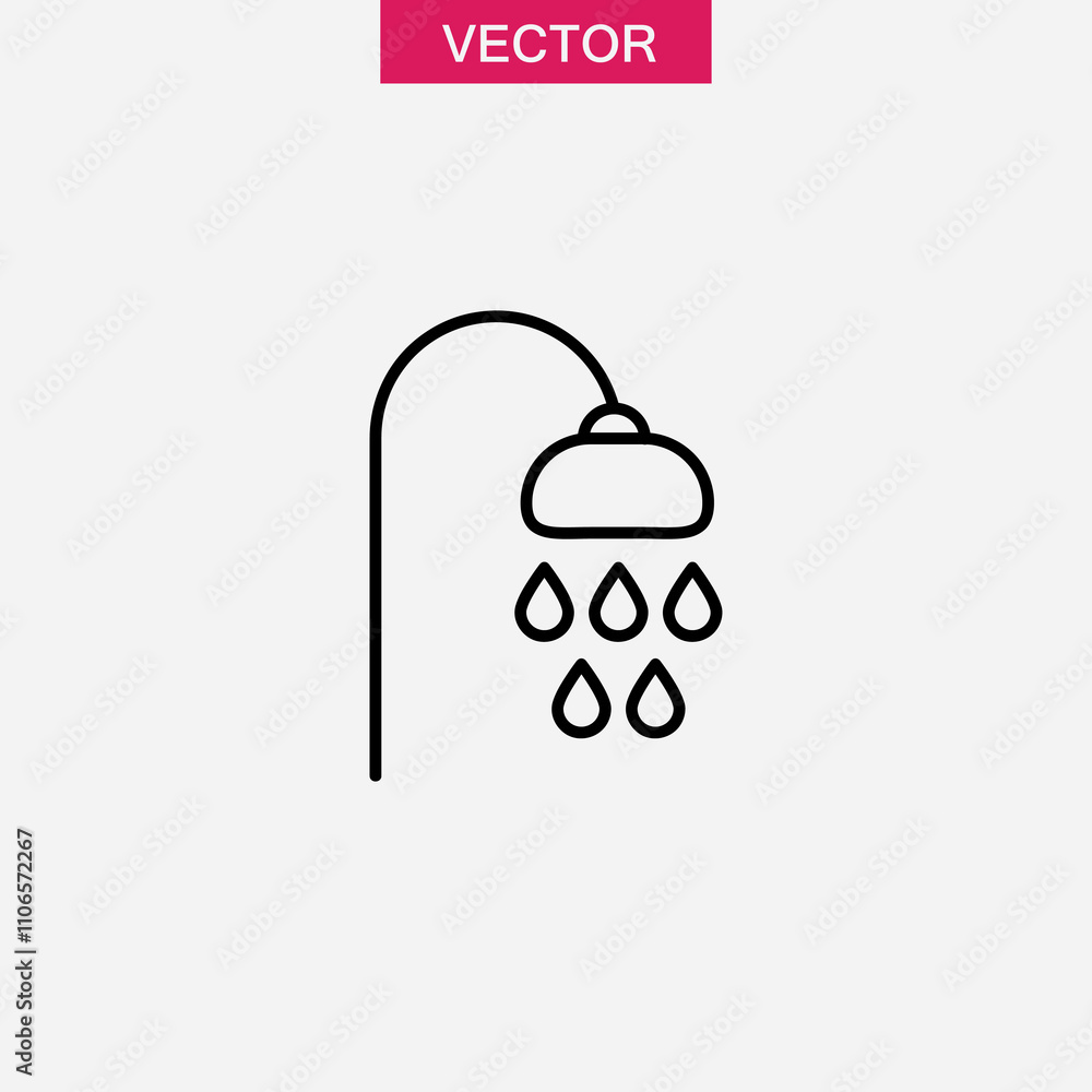 Poster shower outline icon.vector showerheads simple linear illustration for web and app..eps