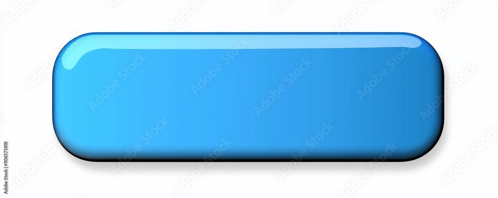 Poster Blue Rectangular 3D Push Button with Glossy Gradient Effect