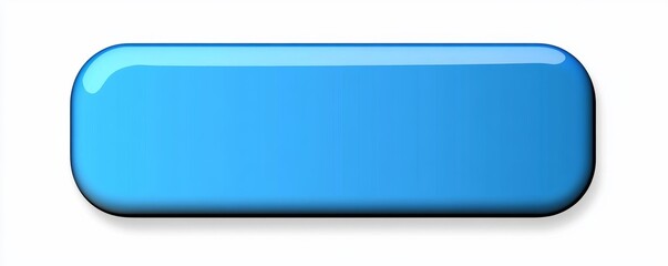 Obraz premium Blue Rectangular 3D Push Button with Glossy Gradient Effect
