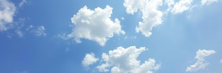 Obraz premium Soft blue summer sky with puffy white clouds, sky, emptiness