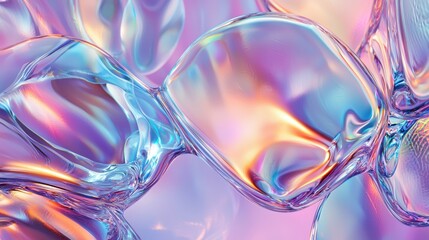 Abstract Iridescent Liquid Forms Flowing Together