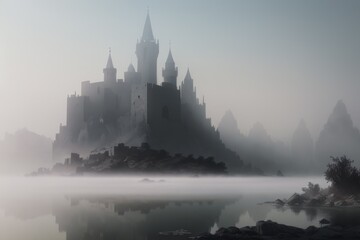 Naklejka premium Painted - Foggy Environment Landscape - Nature