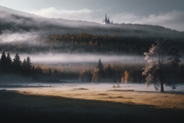 Fototapeta premium Painted - Foggy Environment Landscape - Nature