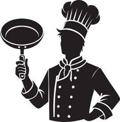 chef with a tray isolated on transferred background, cut out