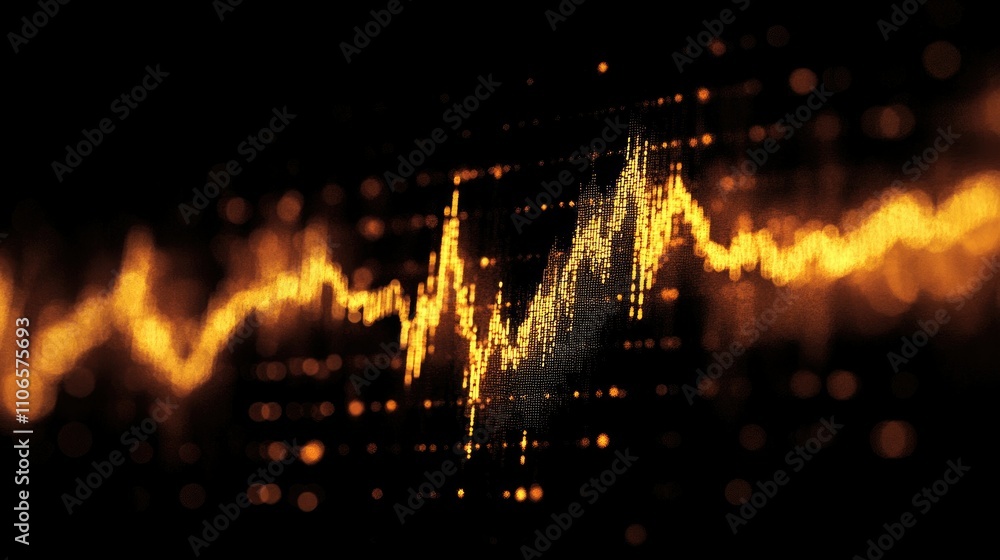 Poster a close-up of a forex trading graph with candlestick patterns and fluctuating market trends, represe