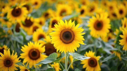 Obraz premium Radiant Sunflower Field in Full Bloom