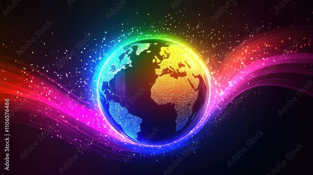 Poster a glowing globe with abstract economic growth lines representing global trade and financial progress