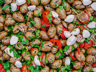 Mediterranean Olive Salad with Garlic and Bell Peppers