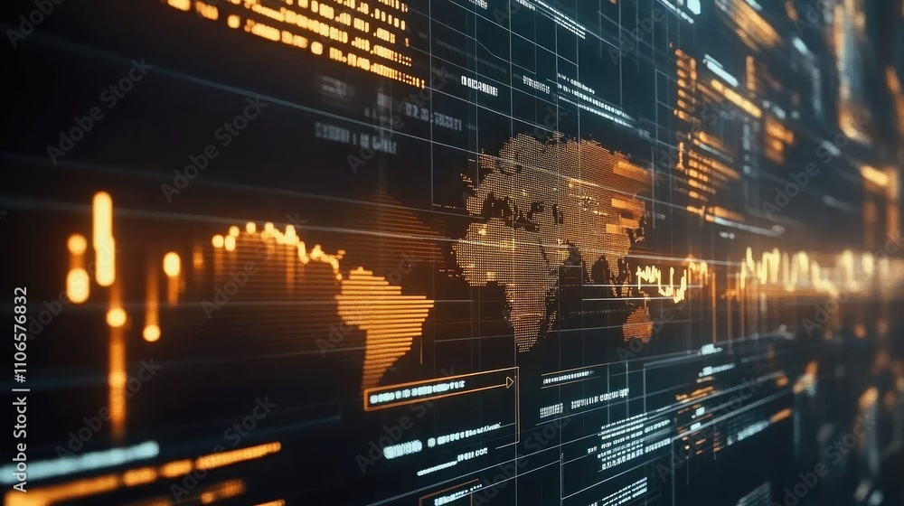 Poster a modern digital backdrop of stats and economy concepts, including graphs and financial data, reflec