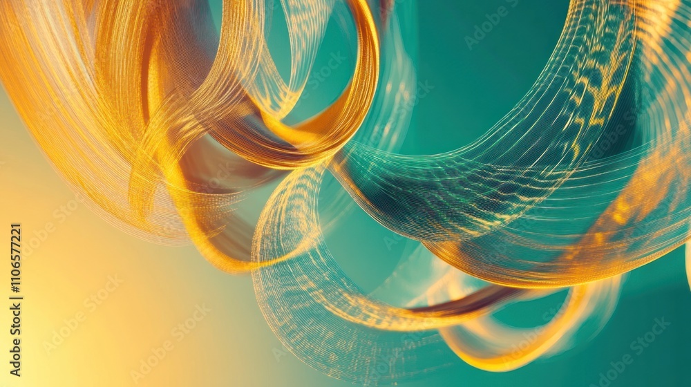 Aufkleber abstract swirls of golden light against a teal background, creating a dynamic visual effect.