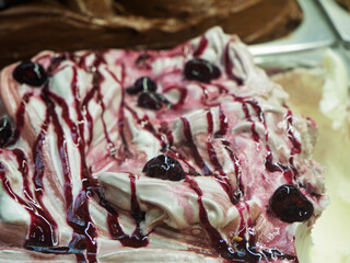 Delicious Cherry Swirl Gelato with Berry Sauce