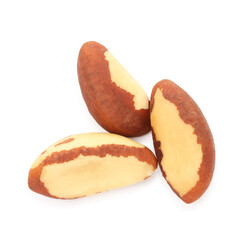 Tasty Brazil nuts isolated on white, top view