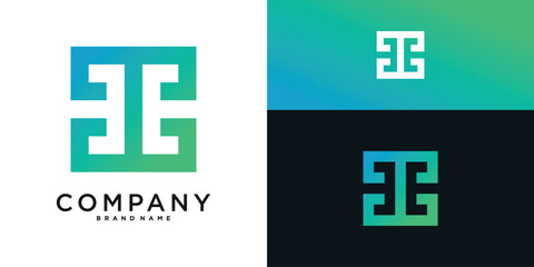 Square shape logo design with creative concapt for company. Premium Vector