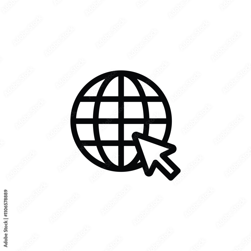 Poster globe icon vector, go to web symbol icon vector