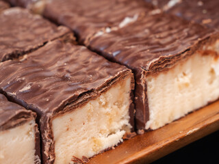 Delicious Chocolate Coated Fudge Dessert Squares Recipe