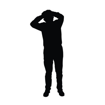recommend clip art: Silhouette of a man suffering from headache, despair or stress