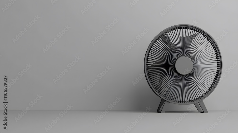 Poster A high-resolution image of an electric fan with a sleek, minimalist design, displayed on a plain neutral background.