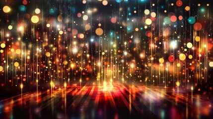 Fototapeta premium Captivating Abstract Background with Glowing Bokeh Lights and Sparkling Effects for Festive and Celebration-themed Designs and Visual Projects