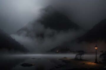 Fototapeta premium Painted - Foggy Environment Landscape - Nature