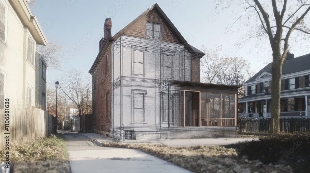 Leinwandbilder a conceptual representation of a residential property showcasing an architectural design process. th
