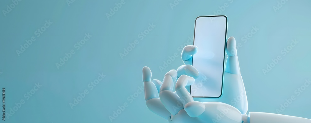 Poster robotic hand using a blank smartphone screen