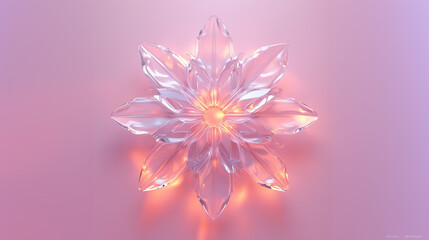 Transparent snowflake on a pink background