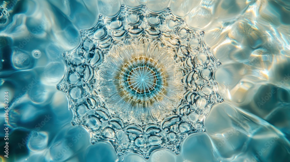 Aufkleber a mesmerizing underwater view showcasing intricate patterns and bubbles in clear water.