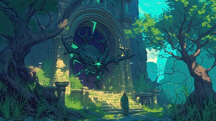 Ancient Ruins Guard a Mysterious Creature of the Forest