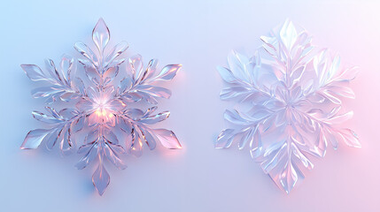 Transparent snowflakes on a white background