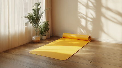 Yoga mat in yellow color