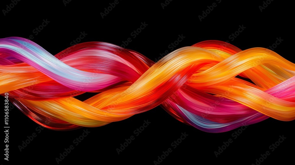 Aufkleber dynamic display of fiber optic strands transmitting light studio visual art dark environment close-u