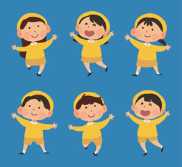 wearing daycare center uniform children illustration