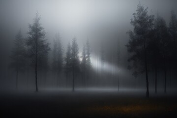 Obraz premium Painted - Foggy Environment Landscape - Nature