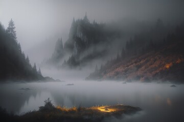Painted - Foggy Environment Landscape - Nature