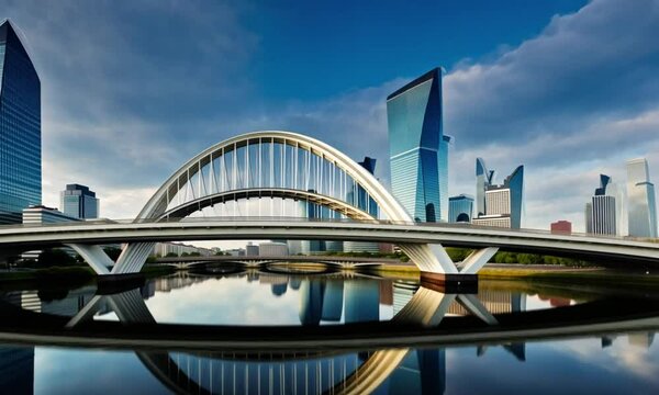 City Bridge Over a Reflective River