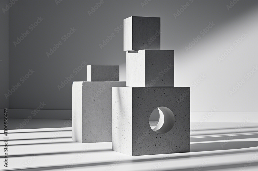 Poster abstract geometric background geometry pattern with concrete cube blocks