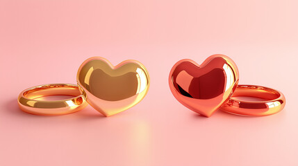 two hearts on a pink background