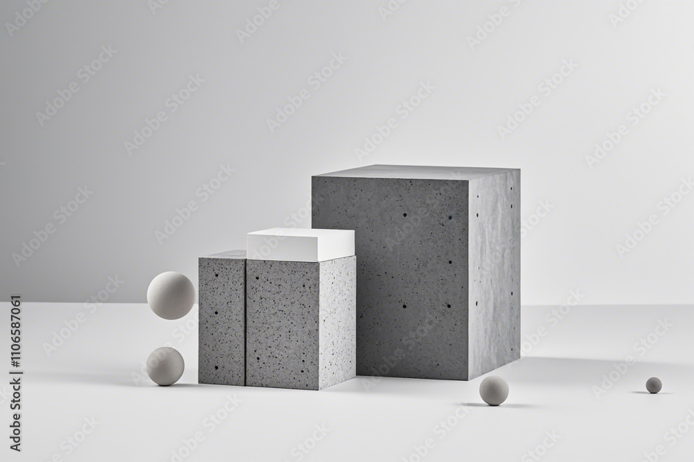 Poster abstract geometric background geometry pattern with concrete cube blocks
