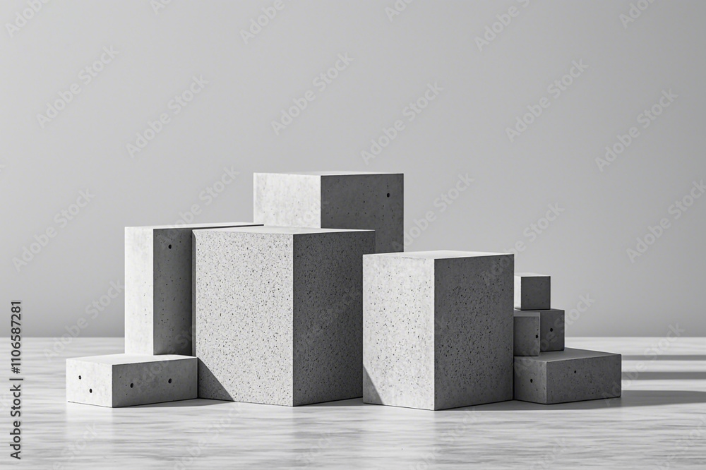 Poster abstract geometric background geometry pattern with concrete cube blocks