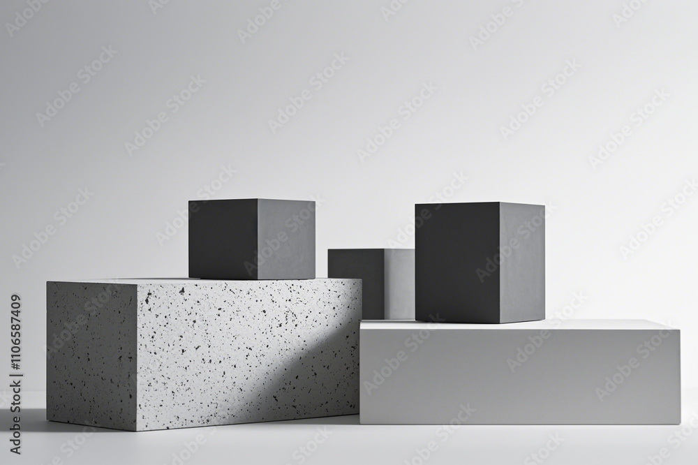 Poster abstract geometric background geometry pattern with concrete cube blocks