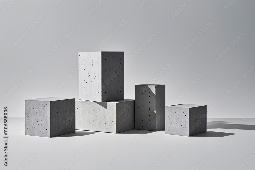 Poster abstract geometric background geometry pattern with concrete cube blocks