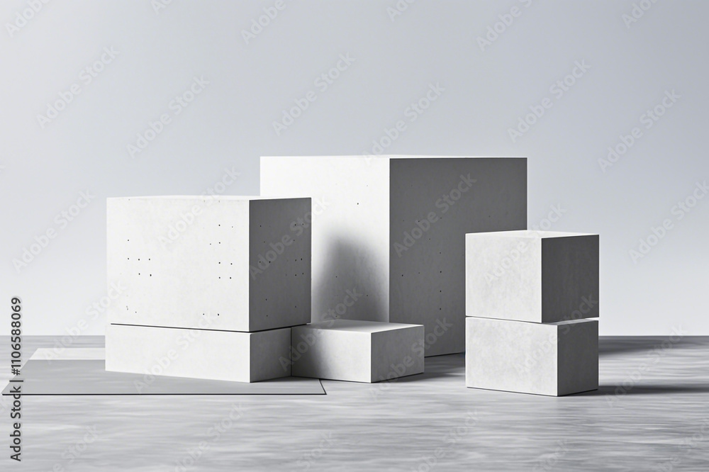 Poster abstract geometric background geometry pattern with concrete cube blocks
