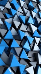 Fototapeta premium 3D wallpaper with a blue and grey background with pyramid shapes