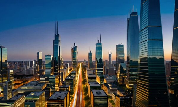 City Streets Lit Beneath a Vibrant Sky