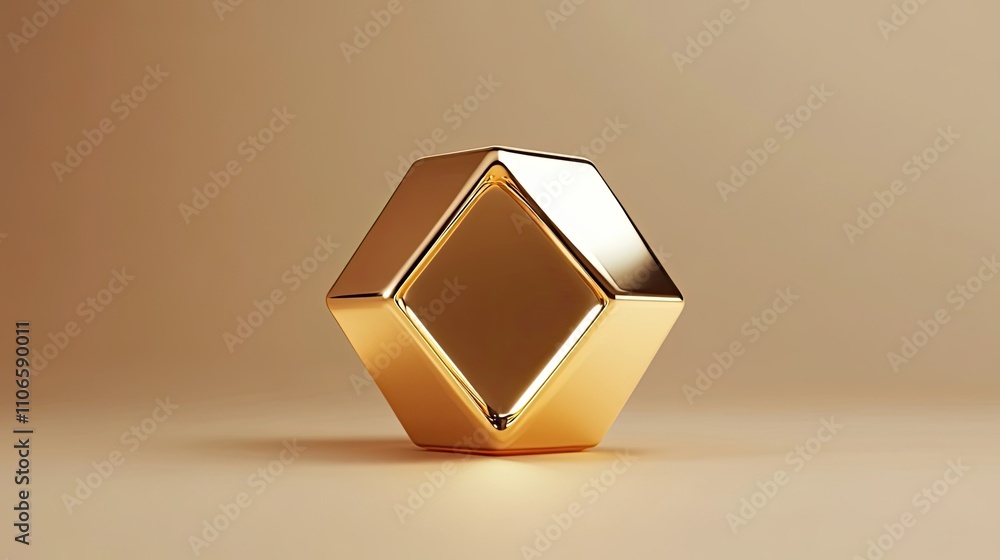 Poster golden three dimensional diamond shape object