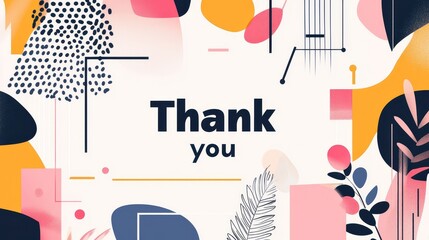 Contemporary Minimalist Thank You Card with Geometric Shapes and Bold Lines