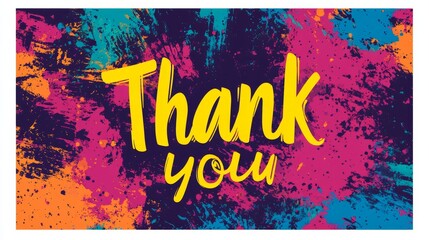 Vibrant Thank You Card with High-Contrast Colors and Eye-Catching "Thank You" Message Centered for Gratitude and Appreciation Concept